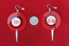 Pair of Vintage Lucite & Plastic “Winkie” Heart Earrings/Valentine/Boho/
