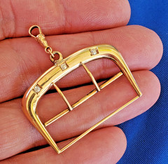 Original EARTH MINED DIAMOND Vintage Deco Pendant SOLID 14K GOLD Buckle 5.18 gr