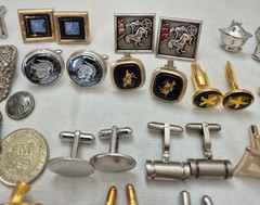 Misc. Jewelry Cufflinks, Buckles, Adv. Pins, Tokens, Earrings, Etc.
