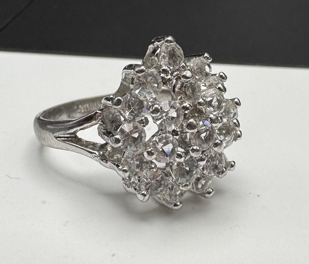 Clear CZ Stone 17.75mm Cluster Sz 9.25 Ring 5.7g