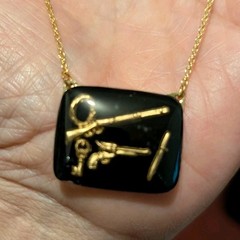 Alex and Ani Black Gold gun Design necklace