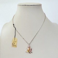 Vintage Crown TRIFARI Two Tone Sculptural Birds Pendant Chain Necklace