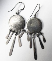 STERLING EARRINGS w ABALONE & DANGLES , 2 1/2 INCHES