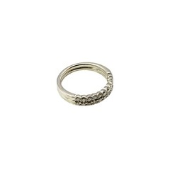 14 Karat White Gold Diamond Double Band Ring Size 6.5 #11821
