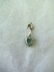 Vintage Aquamarine Blue Stone Heart Shaped Charm Pendant! MARCH BIRTHSTONE!