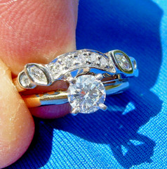 Original EARTH MINED DIAMOND Wedding Band 14K GOLD Guard Enhancer Stack Ring