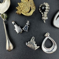 Vintage to Now Crystal Rhinestone Pendant Charm Lot of 28 Silver Gold Tone Mix