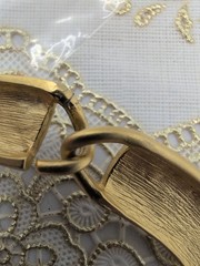 Anne Klein Collar Necklace & Earrings Satin Brushed Gold Tone Chunky Runway Read