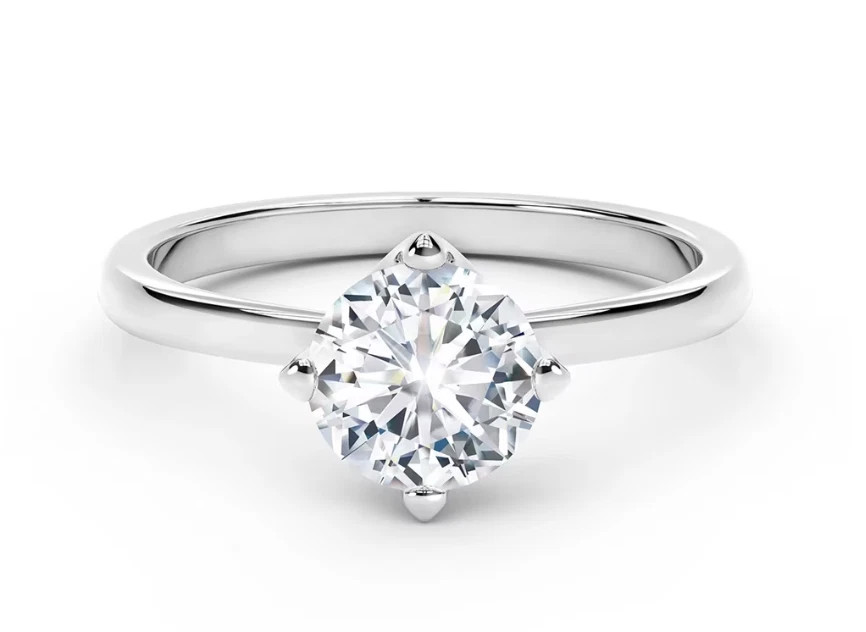 Solitaire Set Brilliant Cut 0.80CT Moissanite 10K White Gold FN Engagement Ring