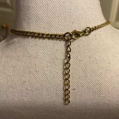 Vintage Metal Bark Antique Gold Tone Modern Geometric Bib Statement Necklace