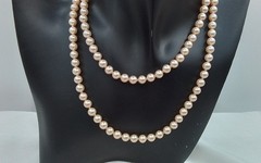 48″ GENUINE MALLORCA SPAIN ISLAND HAND KNOTTED STRING SIMULATED PEARLS BOX COA