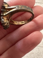 Vintage Sterling Vermeil Pink Topaz CZ Simulated Diamonds Ring