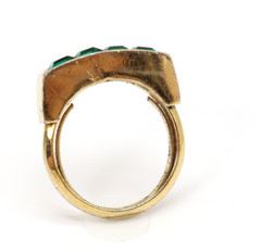 Vtg Trifari Green Channel Set Rhinestone Gold Tone Ring Size 7 Adjustable Signed