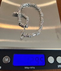 Sterling Silver FAS Tennis Bracelet Pink & White Simulated Gems 7”