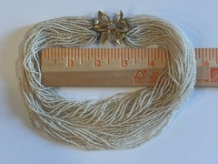 Vintage Multi-Strand Seed Bead Necklace Floral Clasp Clip-On Earring Set