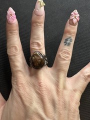 Vtg Sterling 925 México Southwestern Style Fire Agate Wide Band Ring, 10.5