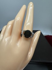 Vintage Ross Simons Dark Blue Sapphire Gold Over Sterling Silver Size 7.75 Ring