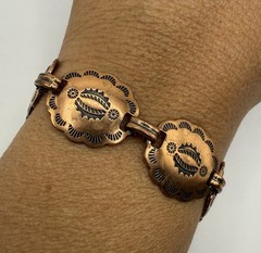 Vintage Copper Tone Chain Link Bangle Cuff Statement Bracelet