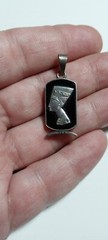 Queen Nefertiti Pendant – Silver And Black Charm – Antique