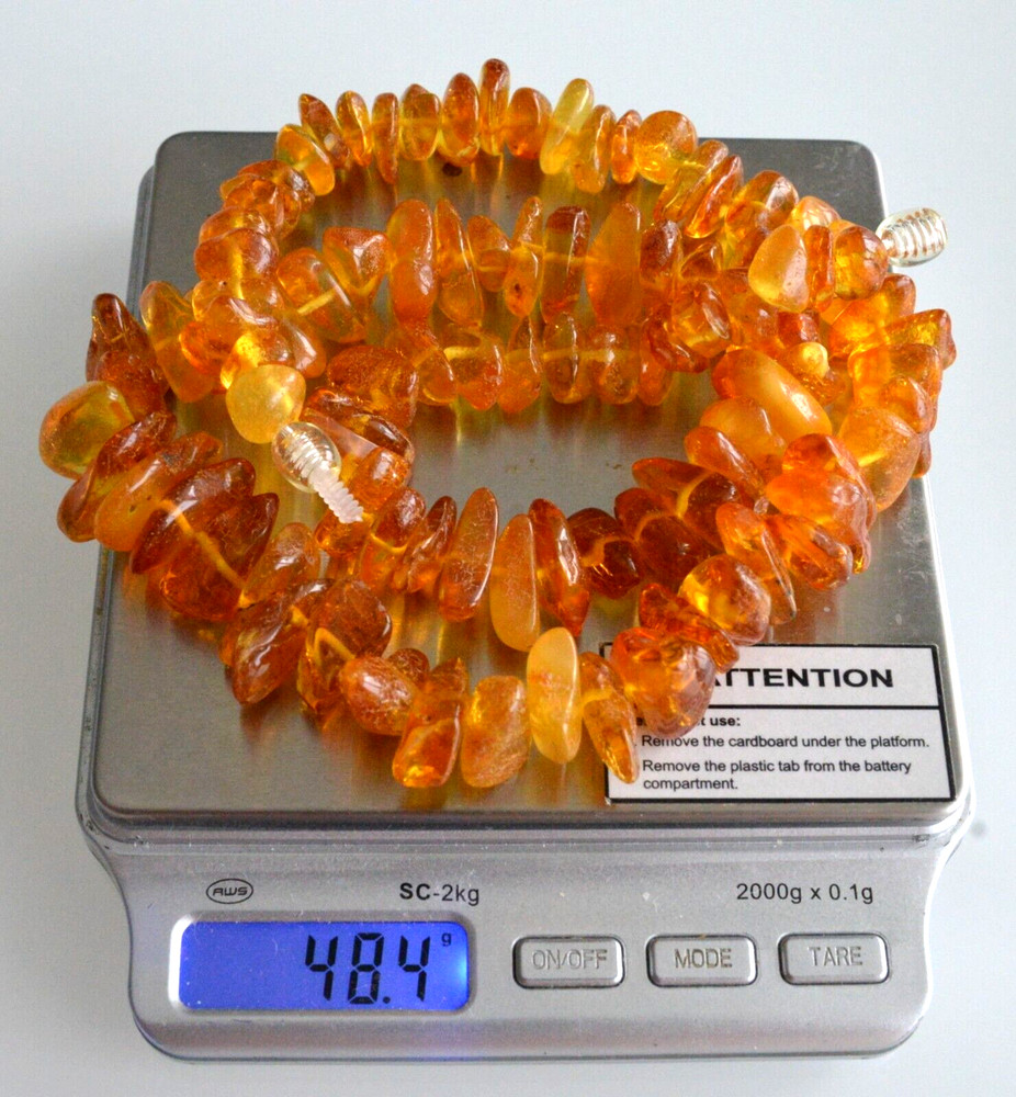 48gr RUSSIAN SOVIET BALTIC AMBER BEAD NECKLACE 琥珀 BRACELET STONE PENDANT EARRING