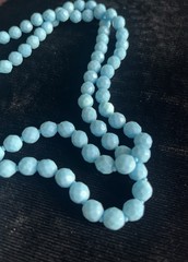 Vintage Classy Faceted Robin Egg Blue Glass Bead Necklace with Box Clasp
