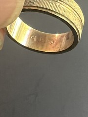 Uncas Signed Gold Toned Ring, Clear Quartz w/Rhinestone Accents