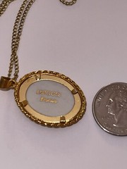 Vintage Mid Century Mod Limoges Courting Couple Lovers Filigree Setting Pendant