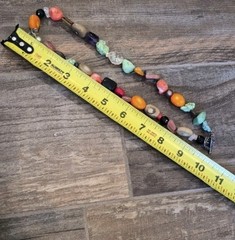 Vtg Natural & Man-made Colorful Stone Beaded Necklace, Non-magnetic Toggle