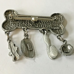 JJ Jonette Dog Bone Brooch Dangling Charms Ball Bowl Fire Hydrant Brush (F2)