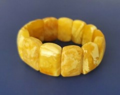 Vintage Baltic Butterscotch Egg Yolk Amber Panel Bracelet 33.8 Gr