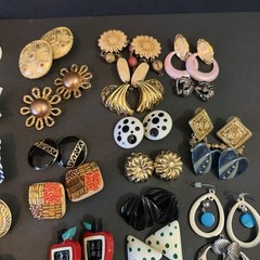 Vintage Costume Jewelry Earrings 80s 90s Y2K Pierced Clip Chunky Retro Lot 56x