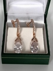 Vintage 1990-s 14 Ct Rolled Gold Zircons Earrings-Hallmarked 585 RG