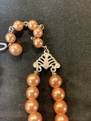 Antique Orange Beaded Necklace, Double Strand,no Brand,polished White Bead