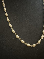 Napier Gold Pearl Necklace 24 In Swirl Cage Oval Retro Vintage Classic Elegant