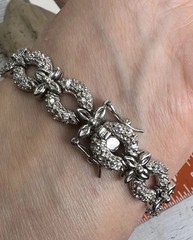FAS STERLING SILVER 925 & CRYSTAL LINK BRACELET JEWELRY SAFETY CLASP 7.5” 🩶