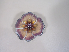 Liz Claiborne Lavender and Yellow Enamel Flower Pin Brooch with Stones