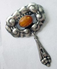 2 7/8 INCH 1910 SKONVIRKE JENSEN & AKERLUND DENMARK 830 STERLING SILVER BROOCH