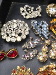High End All Vintage Rhinestones Crystals Costume Jewelry Lot Signed
