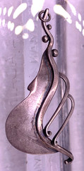 Vintage Sterling Silver large 2 inch pendant Art Nouveau drop pendant