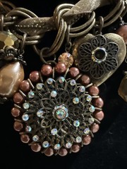 Victorian Style Artisan Made Antique Gold Tone 16″ +2” Charm Necklace