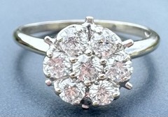 ESTATE HUGE VINTAGE FLOWER TOP DAISY TULIP PRINCESS RING 12K 13K 14K 15K