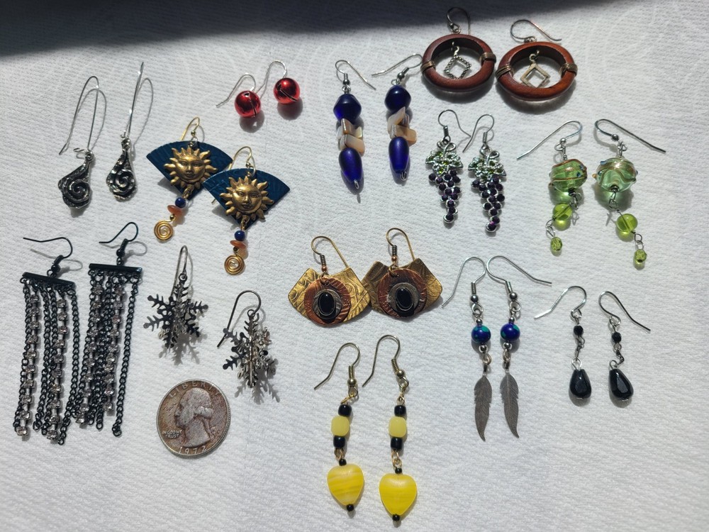 13 pr Colorful Vintage Estate Modern Costume Jewelry Earrings Lot Grapes Suns