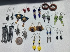 13 pr Colorful Vintage Estate Modern Costume Jewelry Earrings Lot Grapes Suns