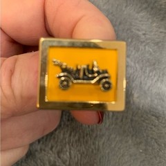 Vintage Swank Antique Car Gold Square Yellow Enamel Cufflinks Signed