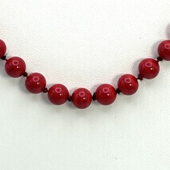 Vintage Monet Bright Red Lucite Bead Single Strand Necklace 25 in
