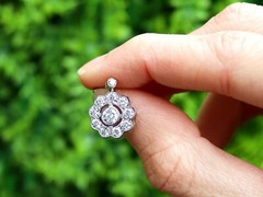 Antique 2.25Ct Diamond and 18k White Gold Cluster Earrings Circa 1930
