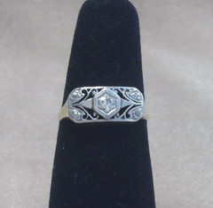 Antique 14K Yellow Gold and Platinum 5-Stone Diamond Ring Sz. 6.25 * JJ399