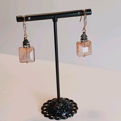 Vintage Square Faceted Crystal Rose Gold Fashion Earrings PLZ READ