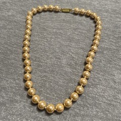 Vintage Unsigned Faux Baroque Pearl Necklace Champagne Hand knotted Classic