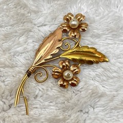 Vintage Van Dell Brooch Gold Filled Flower Pin LARGE 3.25″